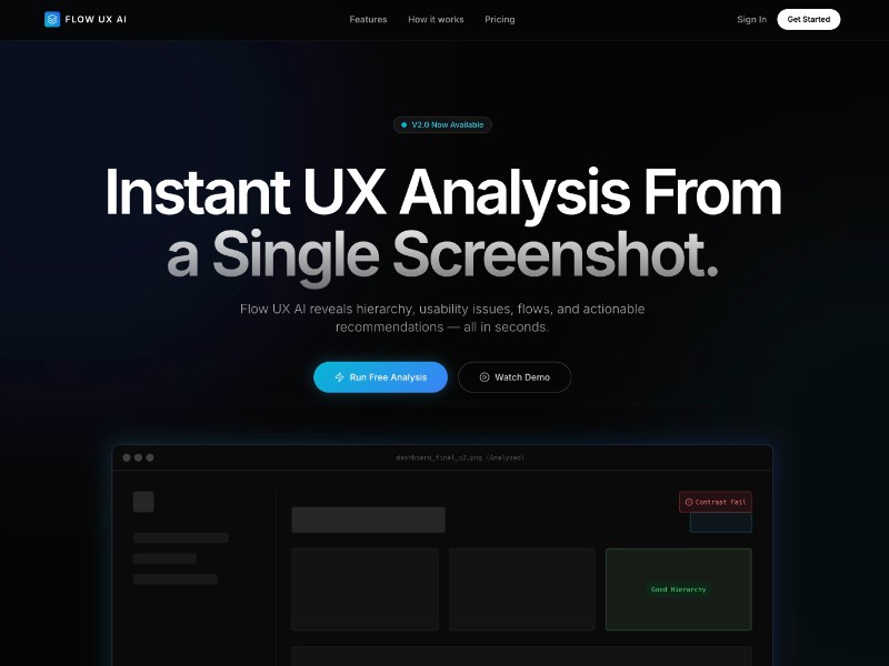 Preview for Flow UX AI SaaS Landing Page Template