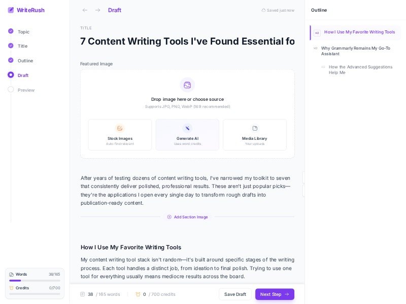 Preview for AI Writing Editor Interface Template