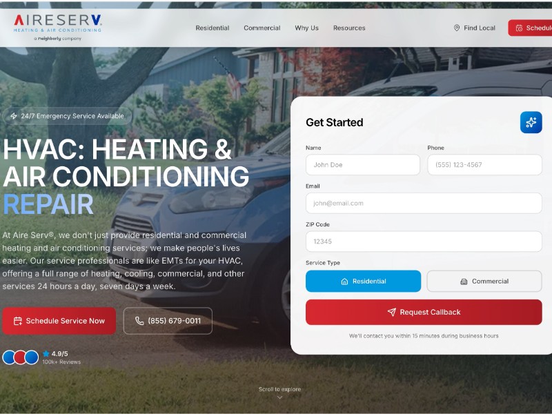 Preview for AirServe Landing Page