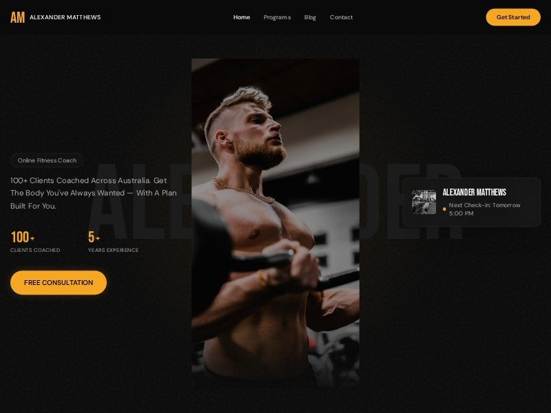 Preview for Elite Fitness Coach Landing Page Template