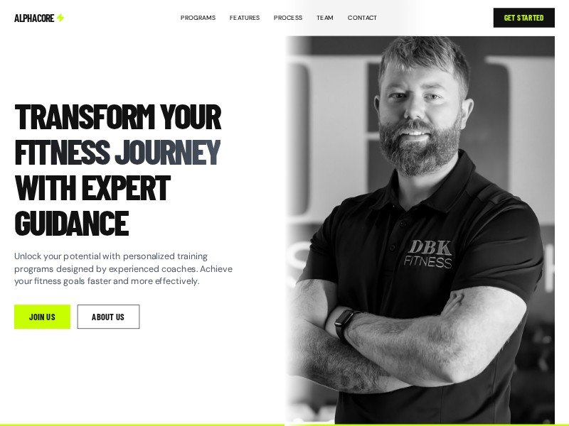 Preview for AlphaCore Fitness Coaching Landing Page Template