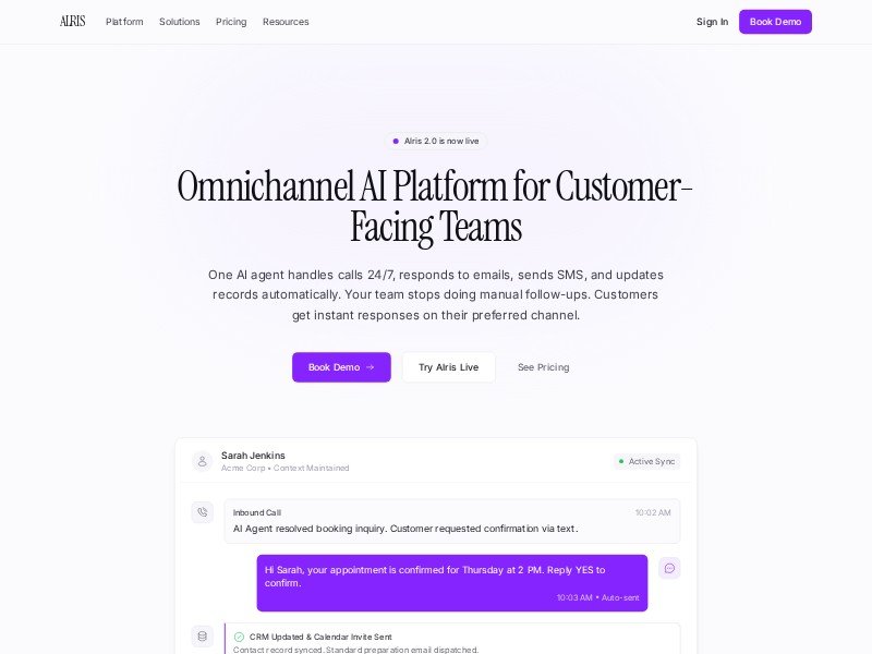 Preview for Alris Omnichannel AI SaaS Landing Page Template