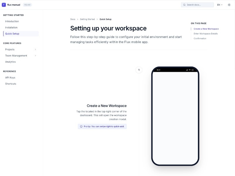 Preview for Flux App Documentation Page Template