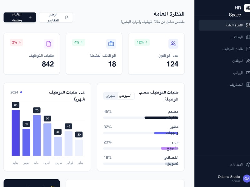 Preview for Arabic HR Dashboard UI Template