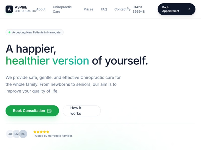 Preview for Aspire Chiropractic Clinic Landing Page Template