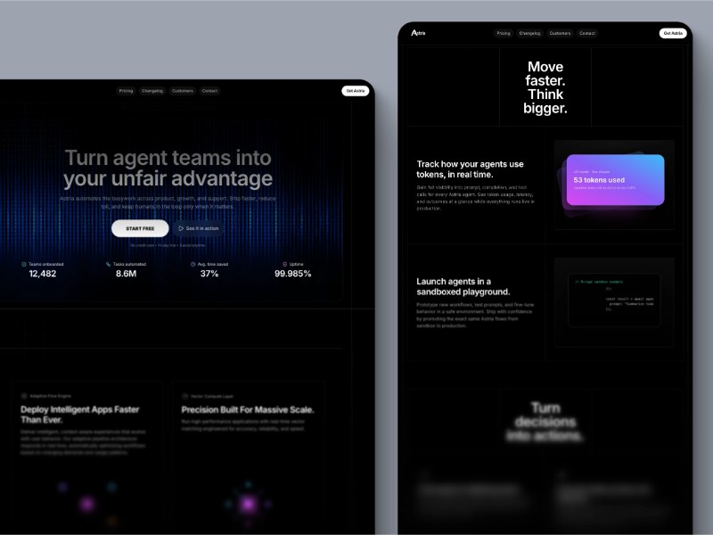 Preview for Astria Autonomous Agents Landing Page Template