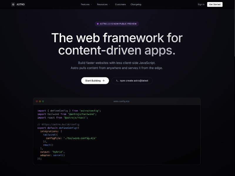 Preview for Astro Developer Platform Landing Page Template