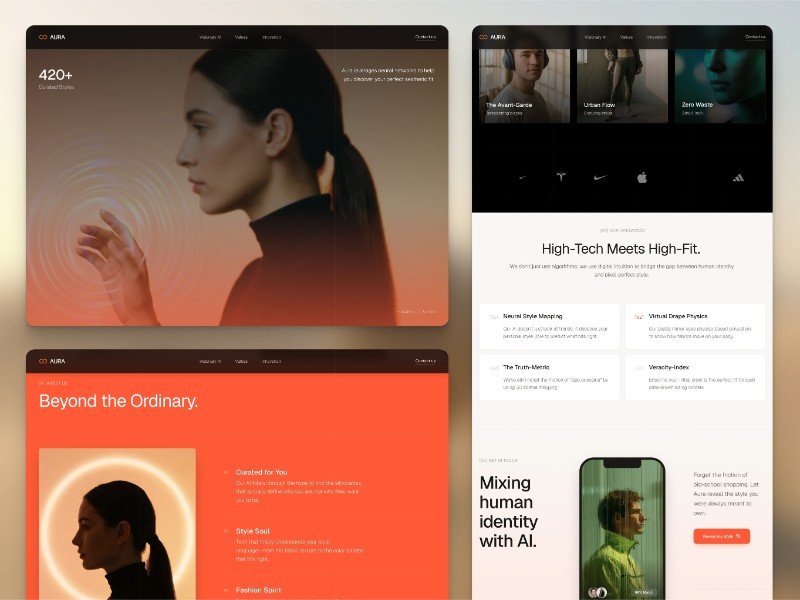 Preview for Aura AI Fashion Landing Page Template