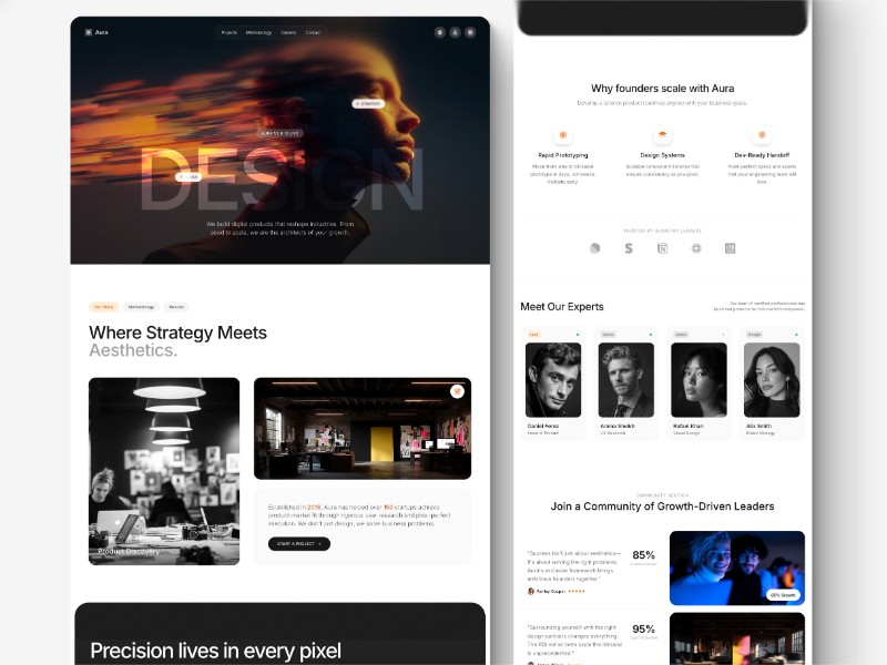 Preview for Aura B2B Design Agency Landing Page Template