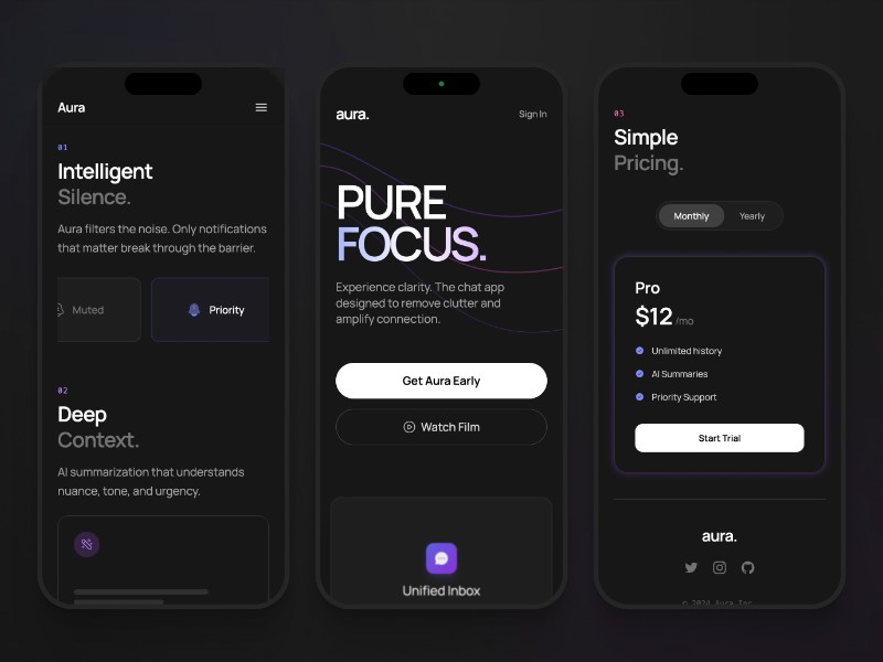Preview for Dark SaaS App Landing Page Template