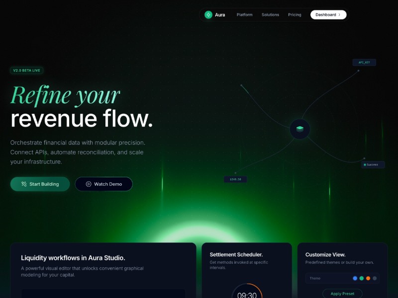 Preview for Aura Financial Protocol Landing Page Template