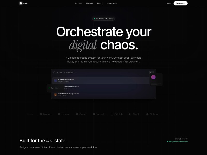 Preview for Aura Unified Workspace Landing Page Template