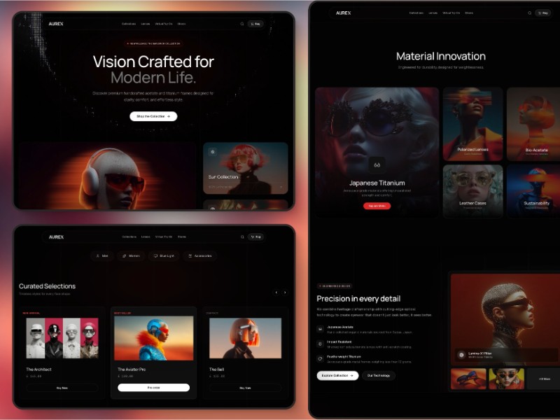 Preview for Aurex Eyewear E-commerce Landing Page Template