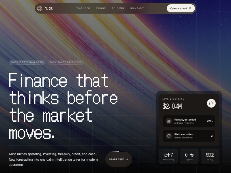 Preview for Auric AI Fintech Landing Page Template