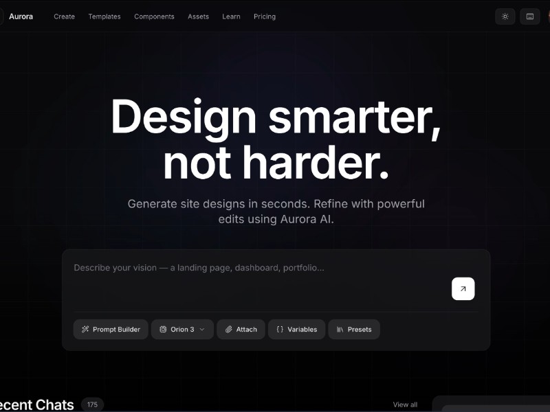 Preview for Aurora AI Design Landing Page Template