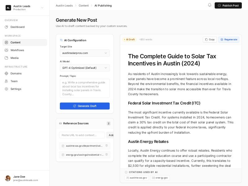 Preview for AI Publishing Dashboard Template
