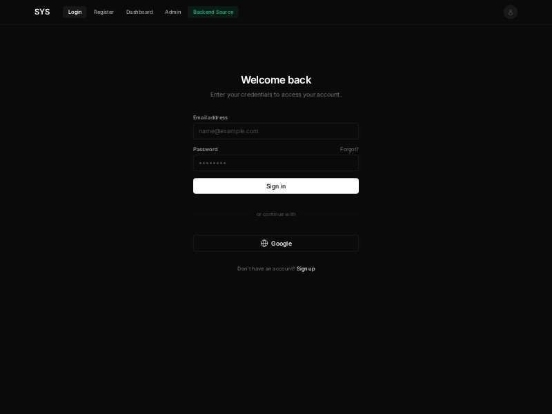 Preview for Authentication Dashboard Template