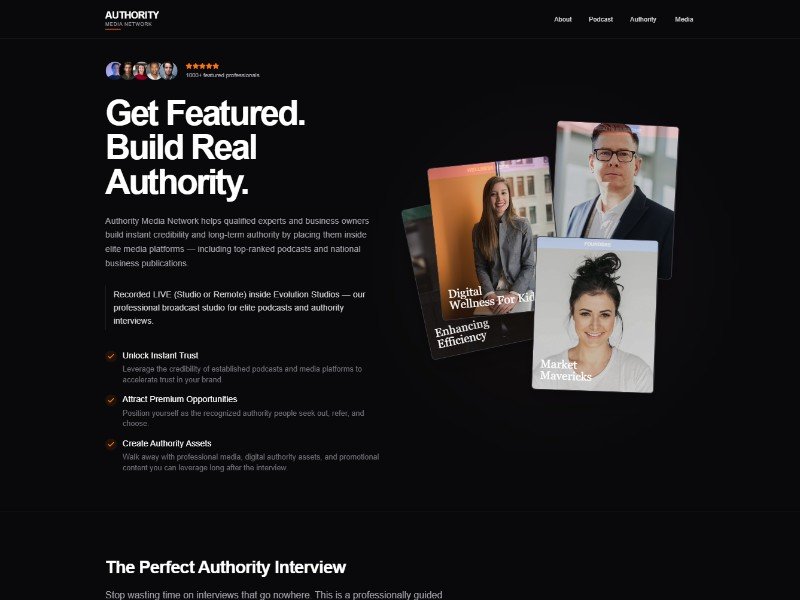 Preview for Authority Media Network Landing Page Template