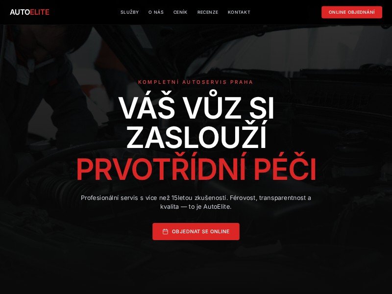Preview for AutoElite Autoservis Landing Page Template