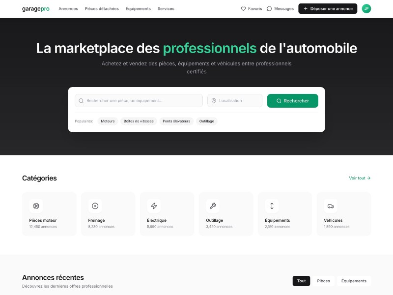 Preview for GaragePro Auto Marketplace Landing Page Template