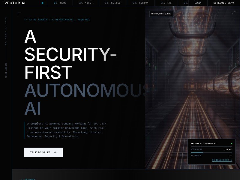 Preview for Vector AI Autonomous SaaS Landing Page Template