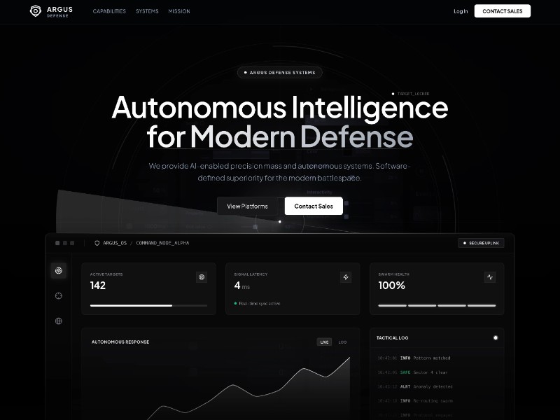 Preview for Autonomous Defense Systems Landing Page Template