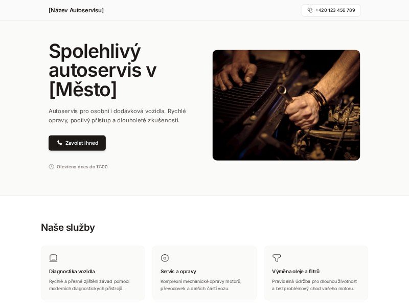 Preview for Auto Repair Service Landing Page Template