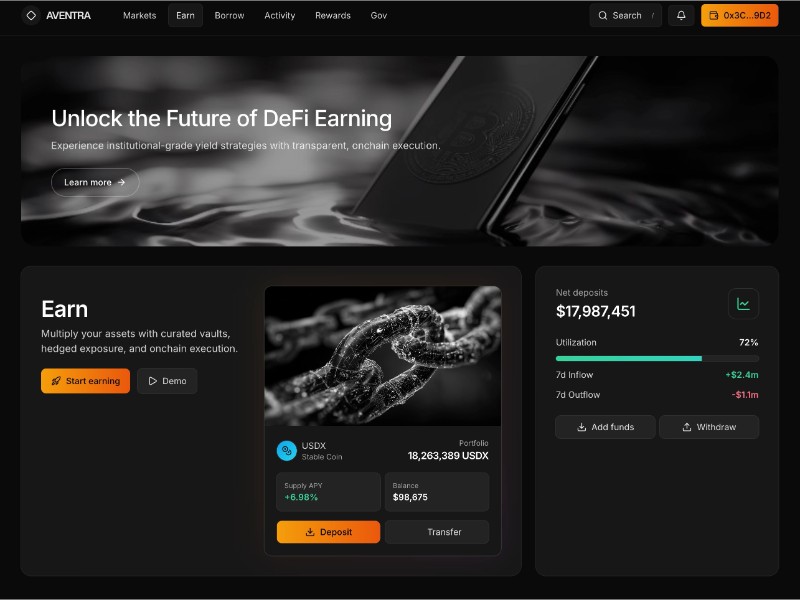Preview for DeFi Earn Dashboard Landing Page Template