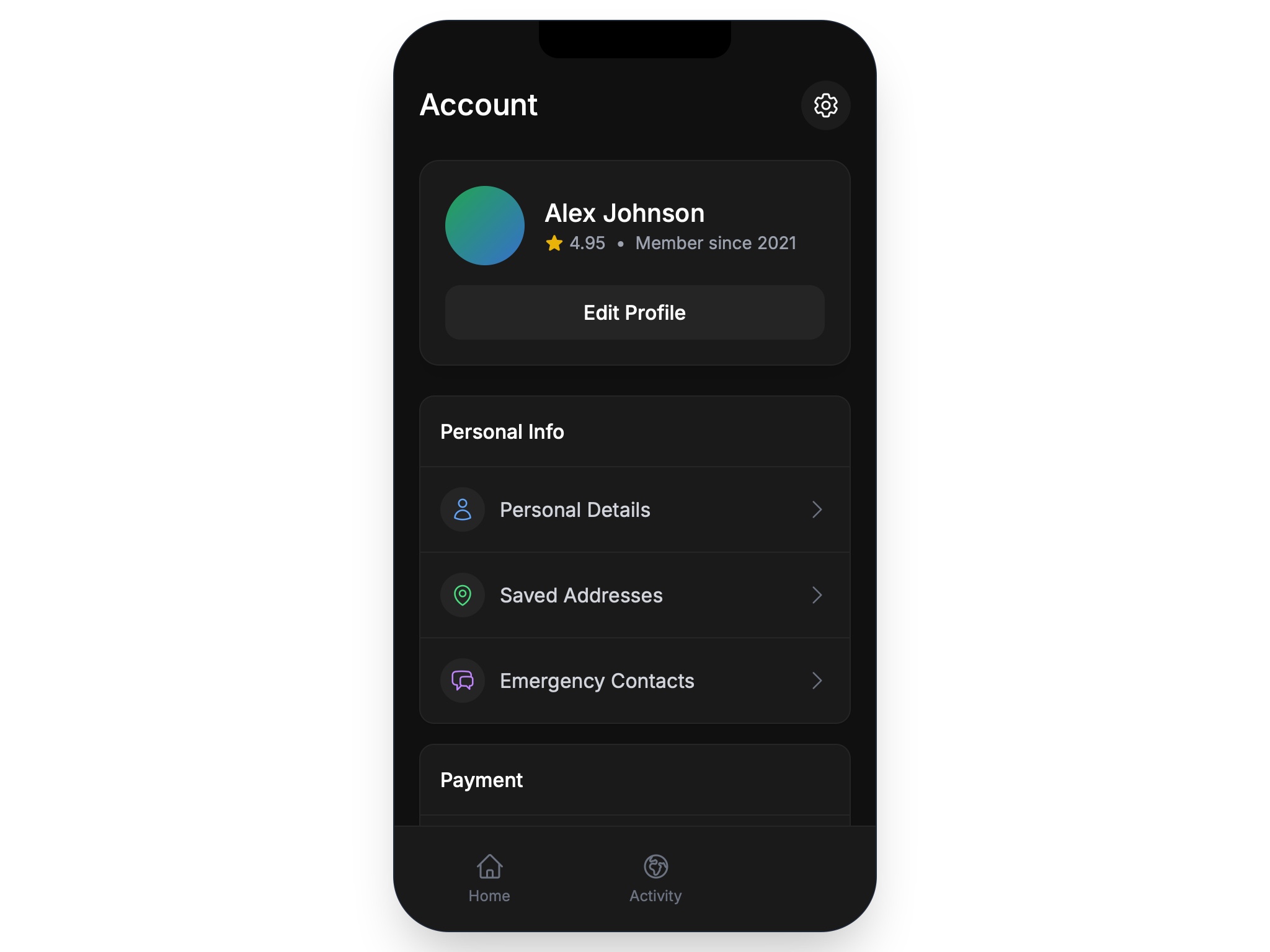 Preview for User Account Management Panel
