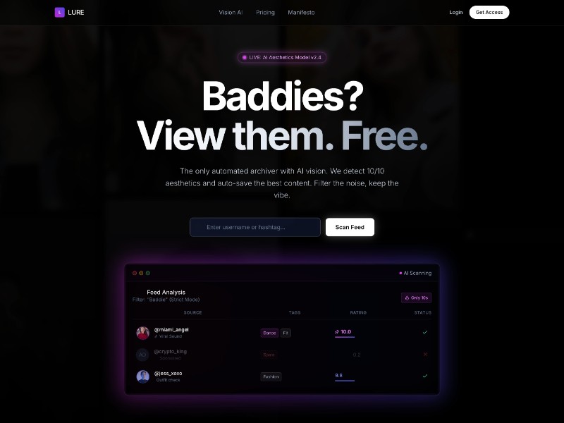 Preview for AI Social Feed Curation Landing Page Template