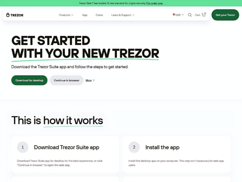 Preview for Trezor.io/Start | Official Start Page — Initialize Your Device™