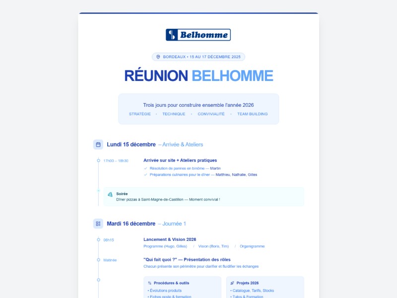 Preview for Réunion Belhomme Agenda