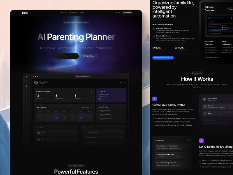 Preview for AI Parenting Planner Landing Page Template