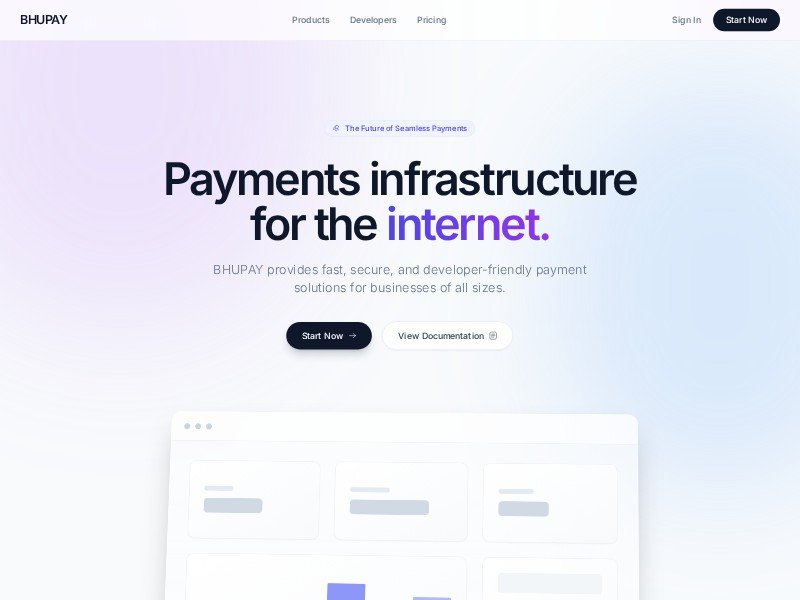 Preview for BHUPAY Payments Landing Page Template