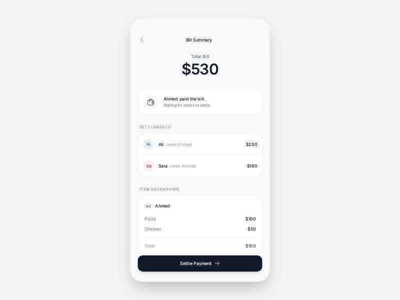 Preview for Bill Summary Mobile App Template