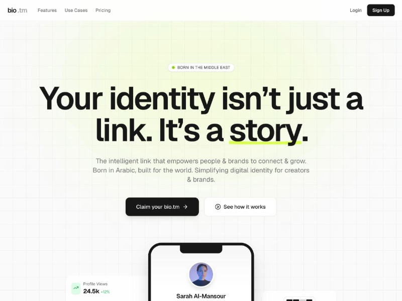 Preview for Bio.tm Link-in-Bio Landing Page Template