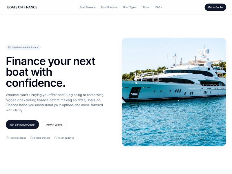 Preview for Boat Finance Landing Page Template