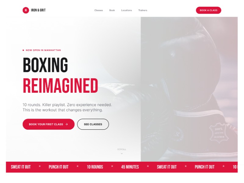 Preview for Boxing Studio Landing Page Template