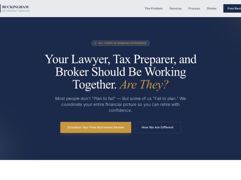 Preview for Retirement Services Landing Page Template