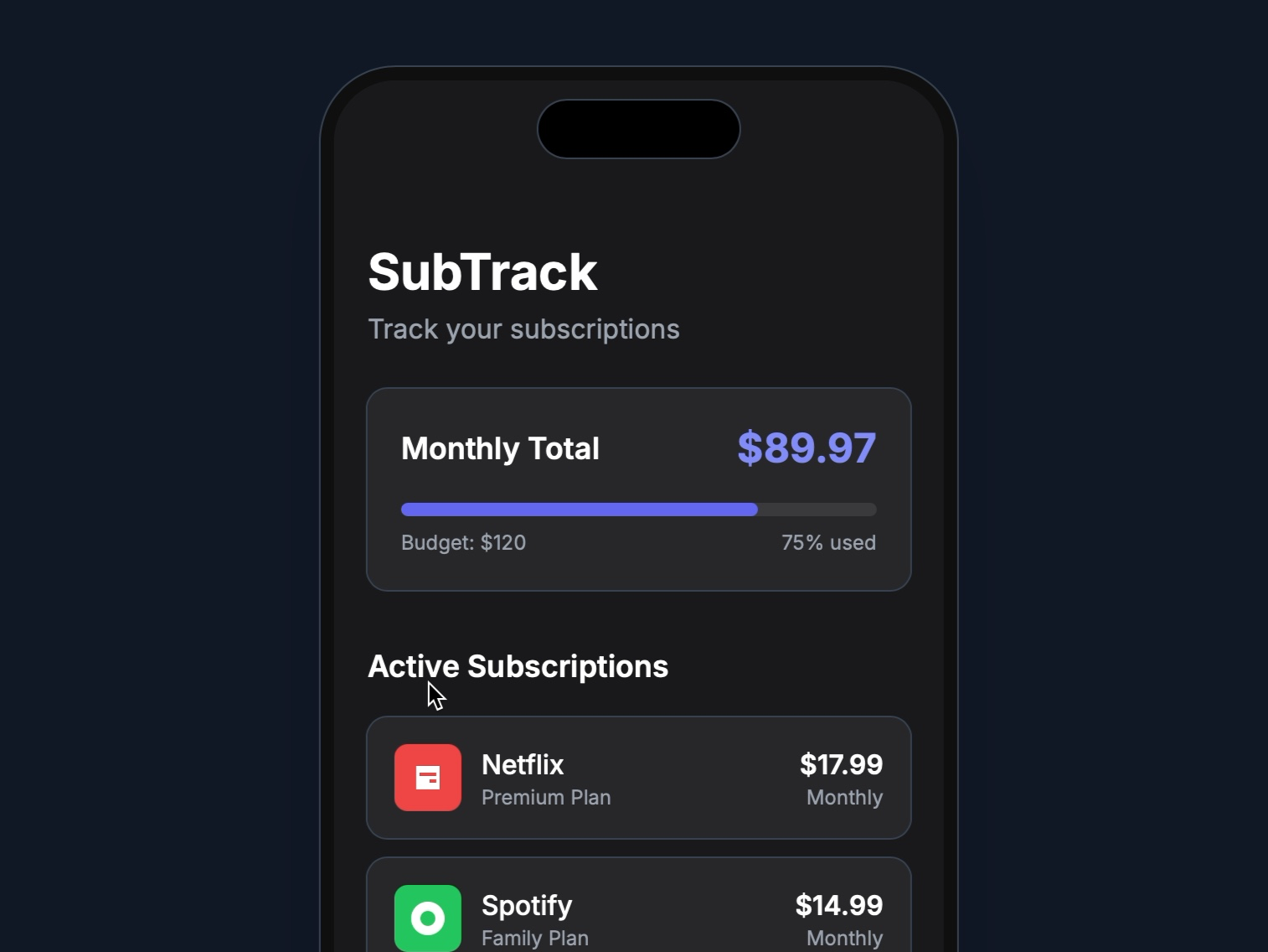 Preview for Subscription Management Interface