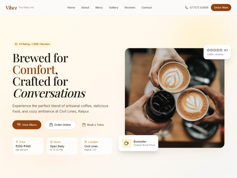 Preview for Cafe Landing Page Template