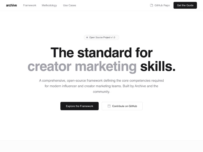 Preview for Creator Marketing Skills Framework Landing Page Template
