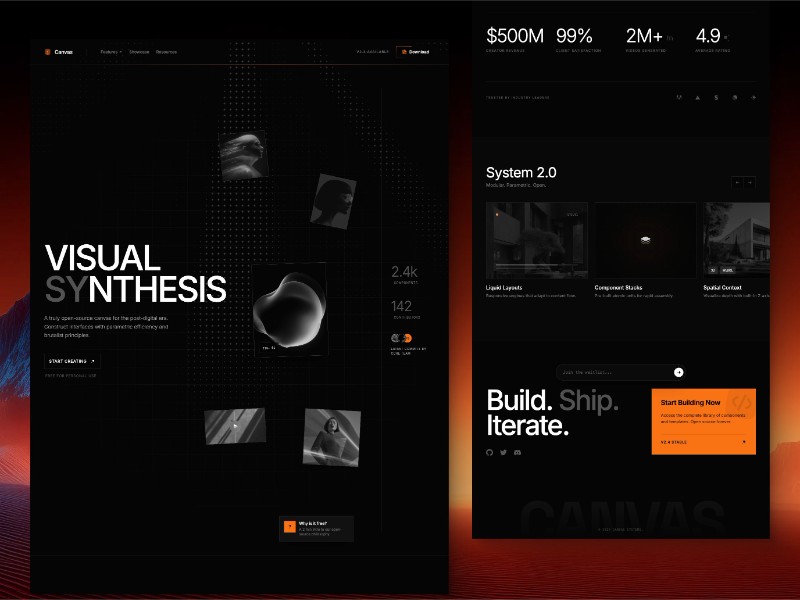 Preview for Canvas Visual Synthesis Landing Page Template