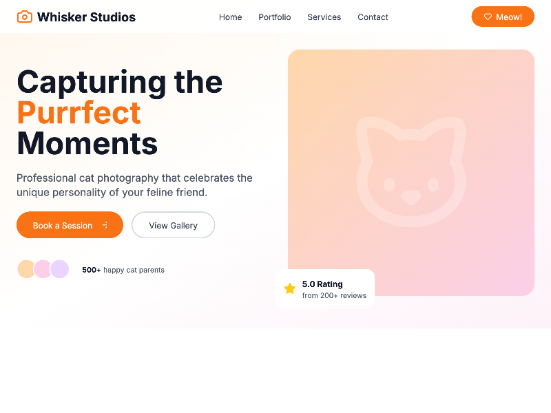 Preview for Cat Photography Landing Page Template