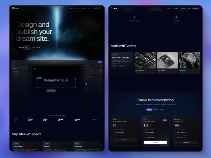 Preview for Cauras Website Builder Landing Page Template