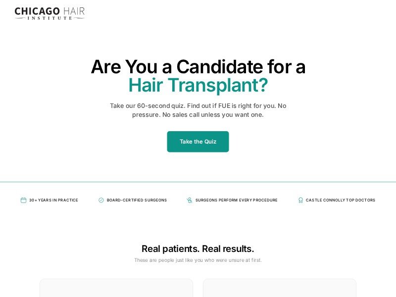 Preview for Hair Transplant Quiz Landing Page Template