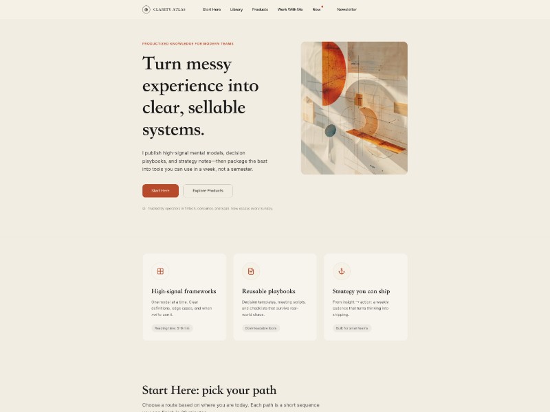 Preview for Clarity Atlas Knowledge Landing Page Template