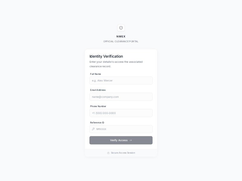 Preview for Vehicle Clearance Verification Portal Template