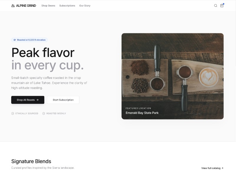 Preview for Coffee E-commerce Landing Page Template