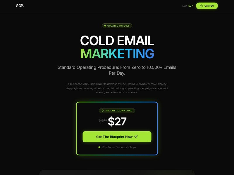 Preview for Cold Email Marketing SOP Landing Page Template
